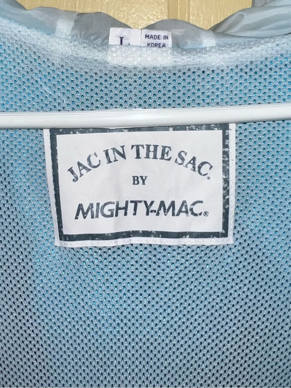 Mighty Mac Blue Nylon Outdoor Hooded Retro Windbreaker Rain Jacket 90’s Size L - Picture 11 of 12